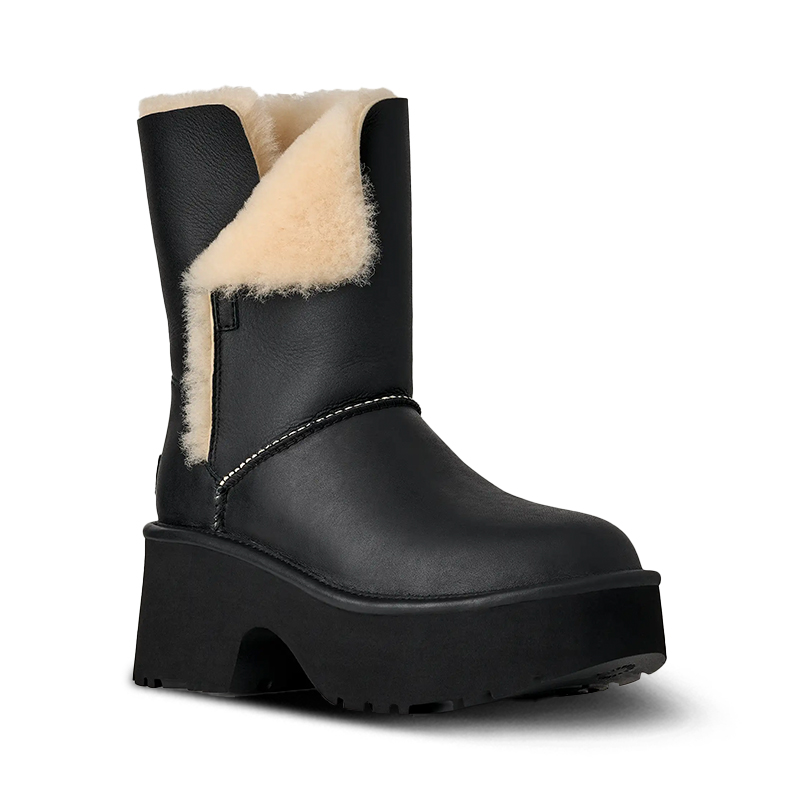 UGG女秋冬厚底真皮中筒雪地靴