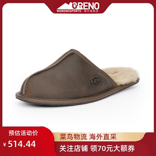 UGG男款SCUFF LEATHER牛皮革保暖羊毛拖鞋雪地靴1108192