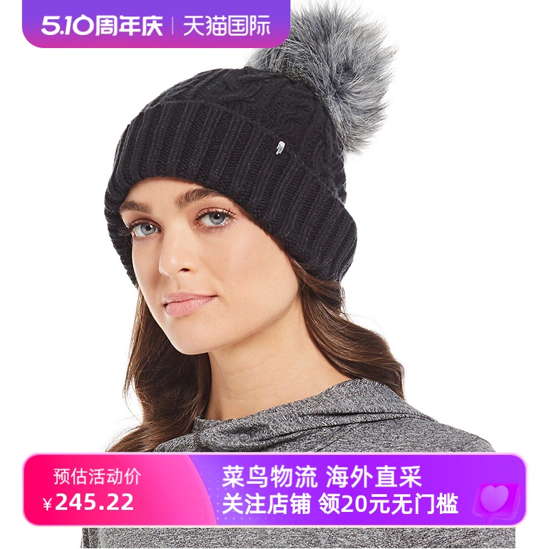 TNF北面美版运动帽女3FJM保暖针织帽子OH-MEGA FUR POM 运动包/户外包/配件 运动帽 原图主图