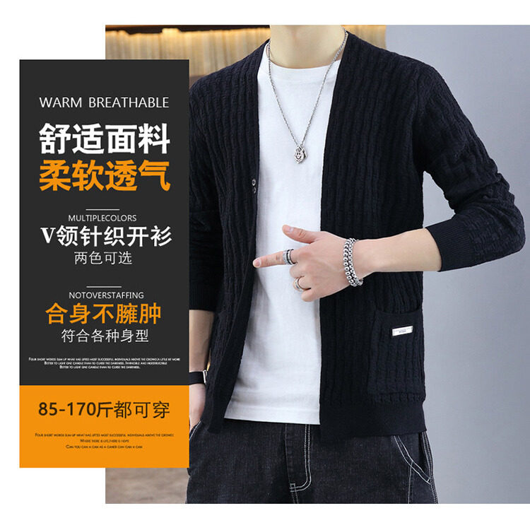 2025新款针织开衫男春秋季韩版潮流开衫毛衣男士宽松帅气休闲外套