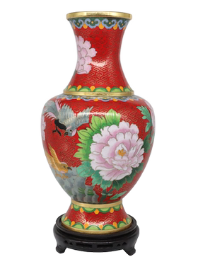 北京景泰蓝手工铜胎珐琅富贵花瓶