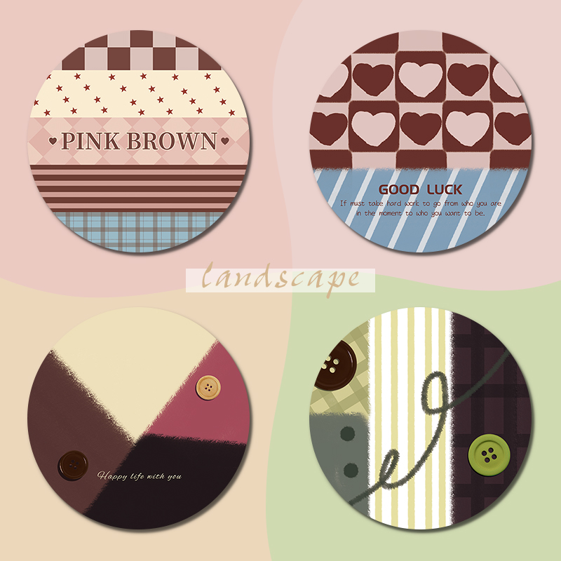 毛绒拼接鼠标垫男女生办公电脑键盘垫创意ins风定制圆形书桌面垫