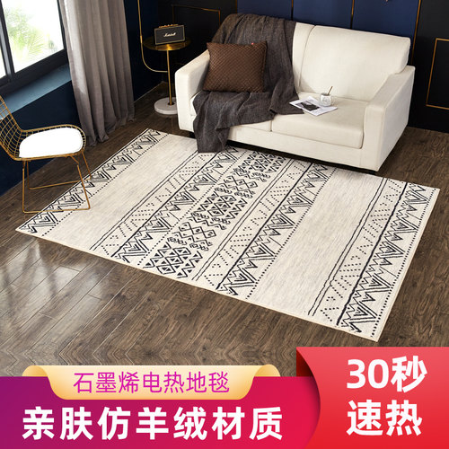 北欧轻奢风家用客厅移动电热地毯