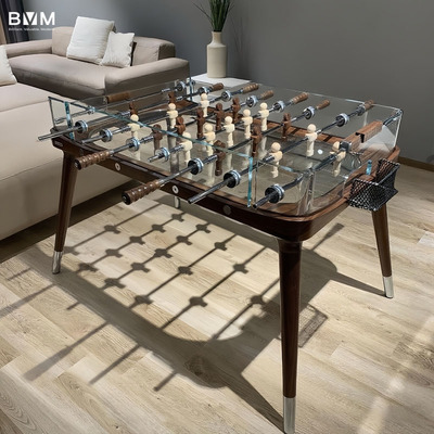 bvm苏黎世水晶钢化玻璃实木桌上足球桌标准成人桌上足球机