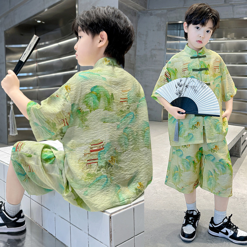 儿童男童汉服夏装套装2026新款古风夏季唐装男孩夏款大童中国风