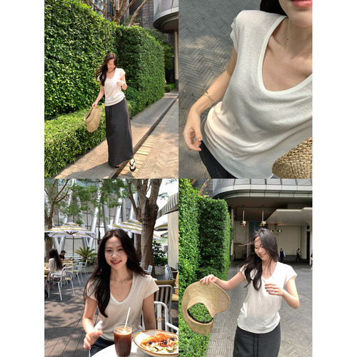 daydayicy 松弛企划 莱赛尔天丝舒适微透宽松短袖夏季百搭白T恤