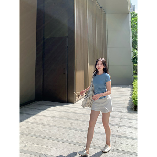 daydayicy 舒适fit 白色全松紧短裤女夏季薄款高腰宽松休闲裤子