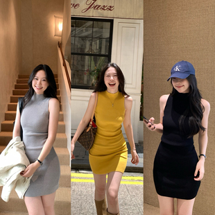 daydayicy 重塑曲线 高领包臀连衣裙女夏季修身显瘦包臀针织裙子