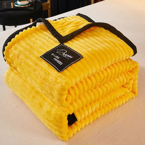 Brand factory throw blanket for sofa Solid Yellow Color Soft