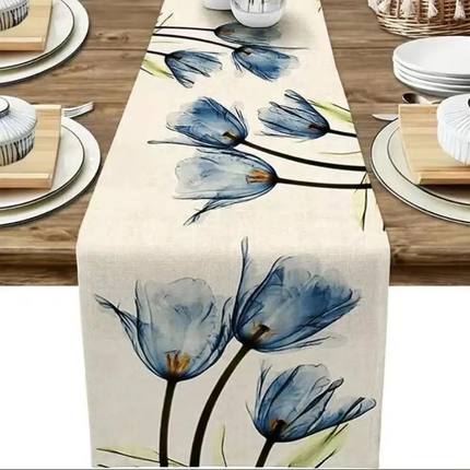 Tulip Linen Table Rustic Farmhouse Style Table Runner 13X70
