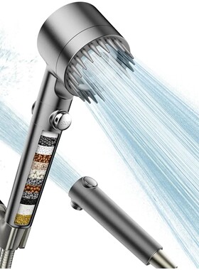 Shower head with handheld filter, high pressure water flow a