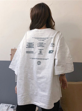 欧货cec大版短袖t恤女宽松韩版ins潮原宿风bf原宿嘻哈mschf上衣服
