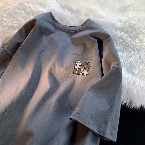 品牌外贸专柜撤回尾货~美式复古短袖T恤男女士纯棉宽松上衣服潮牌