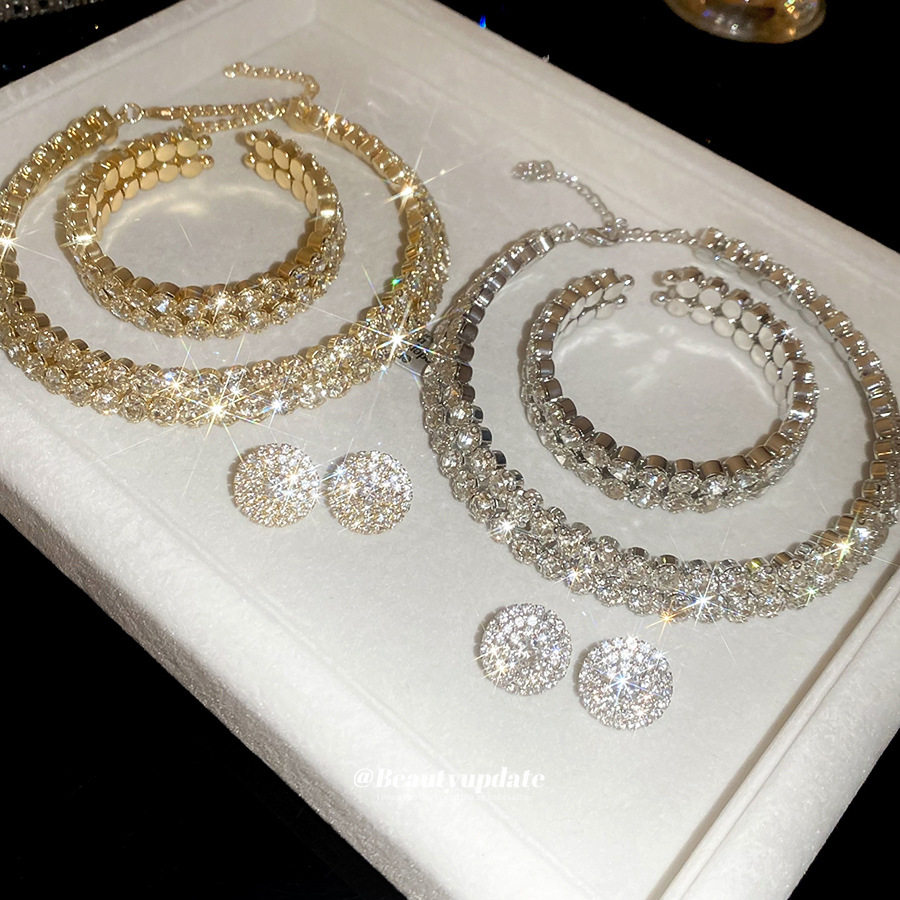 镶钻圆形双层项链手镯耳钉宫廷风气质百搭首饰套装轻奢感饰品,饰品/流行首饰/时尚饰品新,组合套装,淘宝优惠券,粉丝福利购,淘宝优惠卷