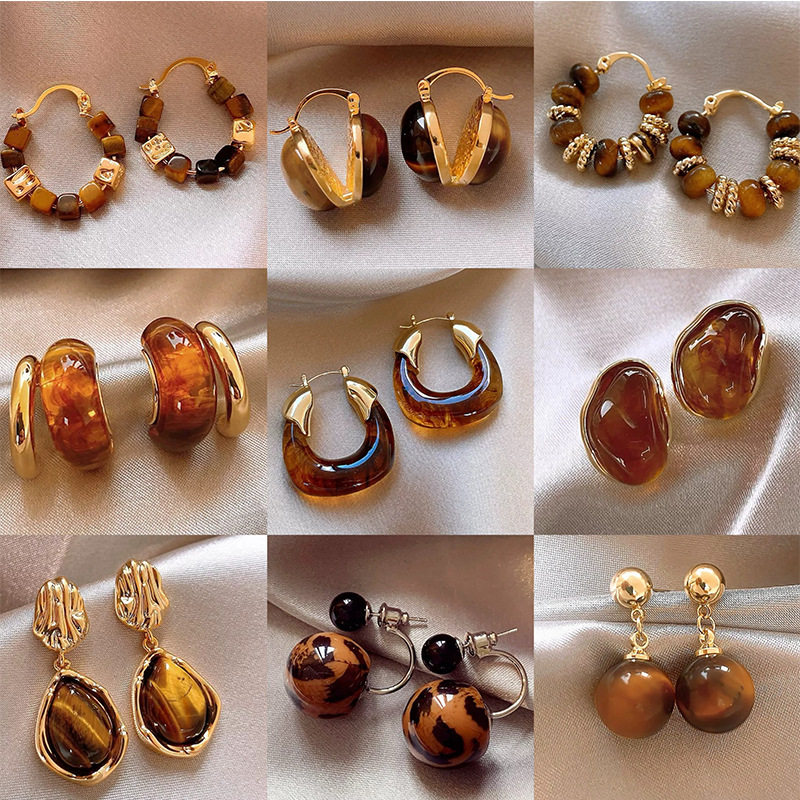 银针美拉德几何耳钉小众复古轻奢耳环时尚百搭气质耳饰高级感