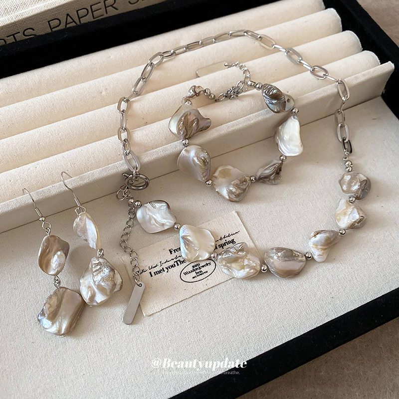 金属贝壳链条拼接耳环手链项链套装小清新锁骨链度假风高级感饰品,饰品/流行首饰/时尚饰品新,其它首饰,淘宝优惠券,粉丝福利购,淘宝优惠卷