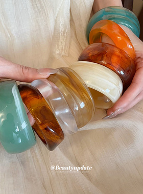 亚克力晕染条纹光面手镯复古时尚百搭手环小众高级感气质手饰