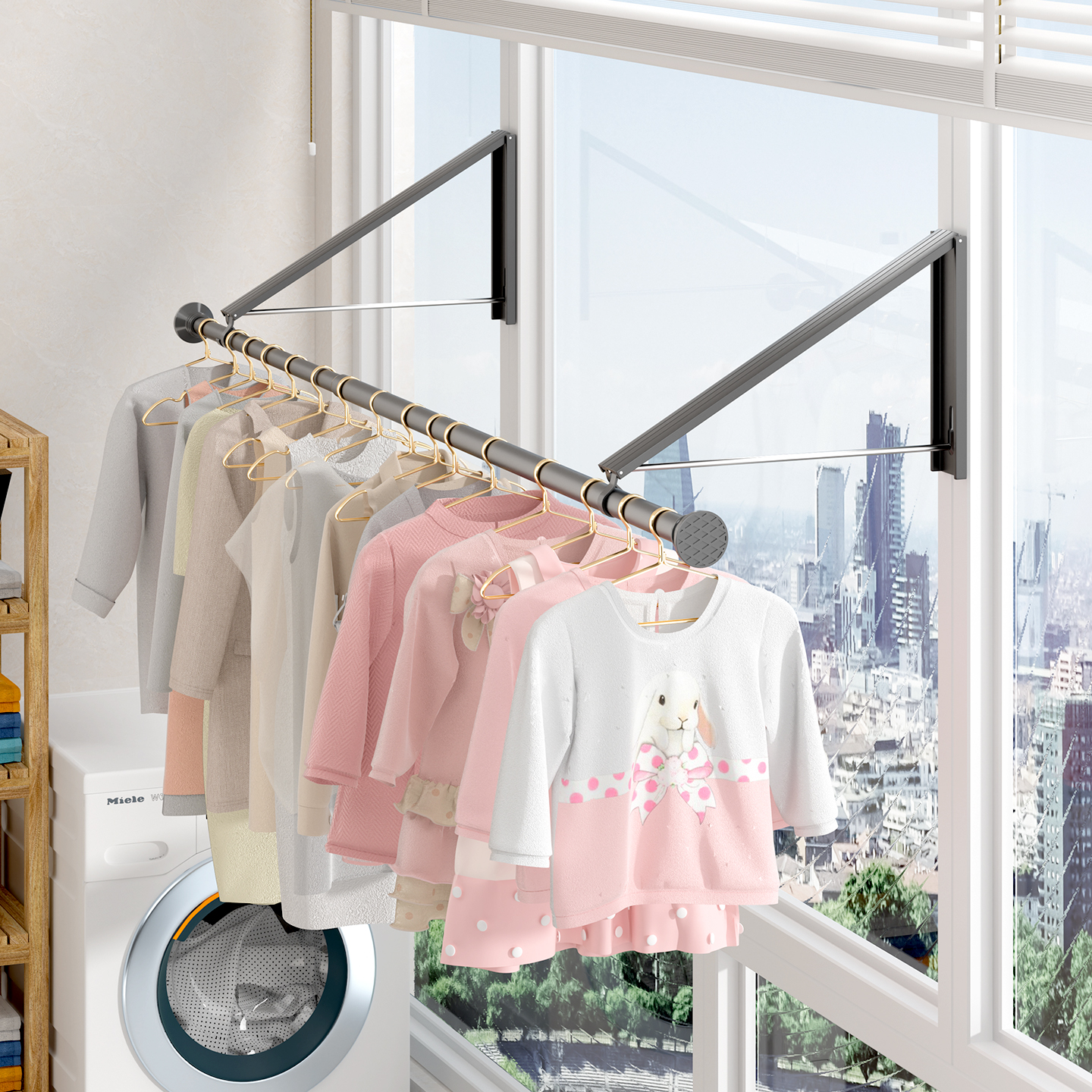 隐形折叠晾衣架卫生间挂衣服神器