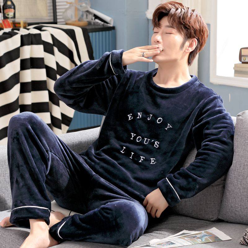珊瑚绒睡衣男秋冬长袖法兰绒加绒加厚套头保暖青年家居服圆领套装,女士内衣/男士内衣/家居服,睡衣/家居服套装,淘宝优惠券,粉丝福利购,淘宝优惠卷