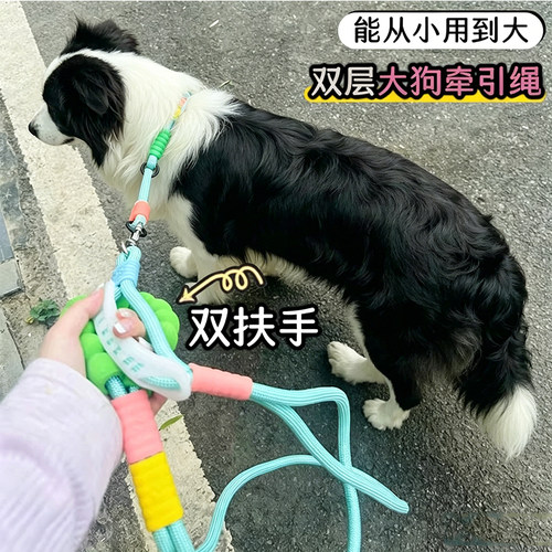 狗狗牵引绳加粗加厚防爆冲防挣脱边牧金毛拉布拉多中大型犬P绳P链