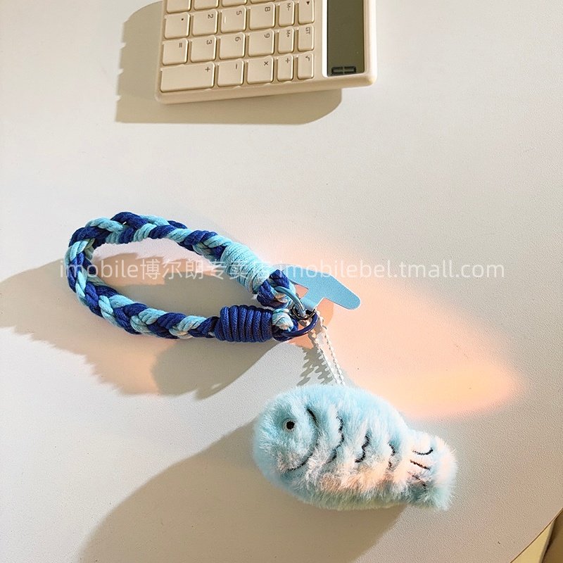 毛绒公仔蓝色小鱼手机挂件尼龙线材编织挂绳短款百搭结实耐用手机链趣味ins可爱学生女款包挂饰ccd钥匙扣挂链,3C数码配件,手机挂件/手机链,淘宝优惠券,粉丝福利购,淘宝优惠卷