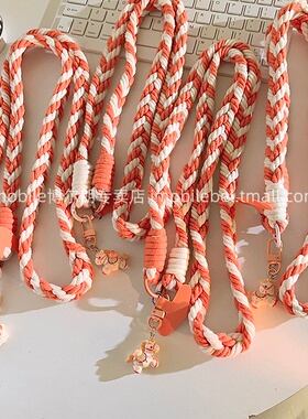 可爱挂件橙色小马编织绳手机挂件趣味ins学生妹女款户外结实耐用防丢侧肩背带挂脖绳通用ccd相机斜跨长绳挂链