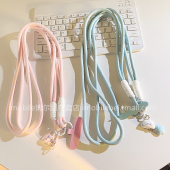 学生妹手机挂件配件装 挂肩手机绳女款 饰品吊坠 手机挂绳外出挂脖侧身背带式 小清新粉嫩无语云朵手机壳挂链长款