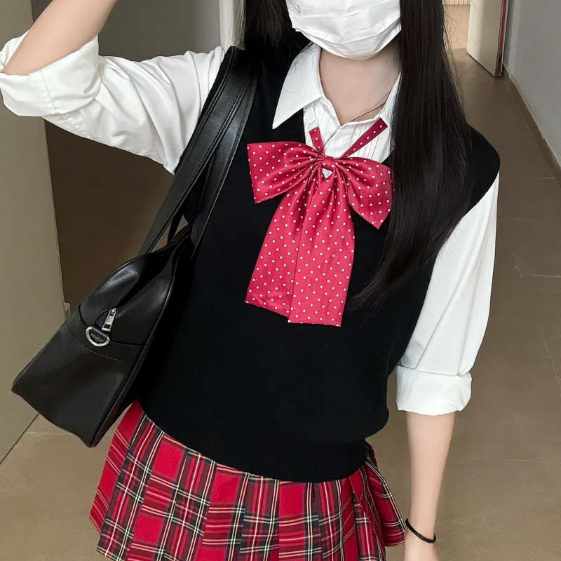 初田町原创jk花火春夏制服正版格裙毛衣背心衬衫套装学院风女叠穿