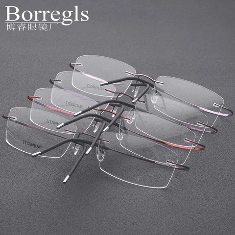 配镜钛合金眼镜架近视无框男女款眼镜框品质防滑超弹深圳防蓝光