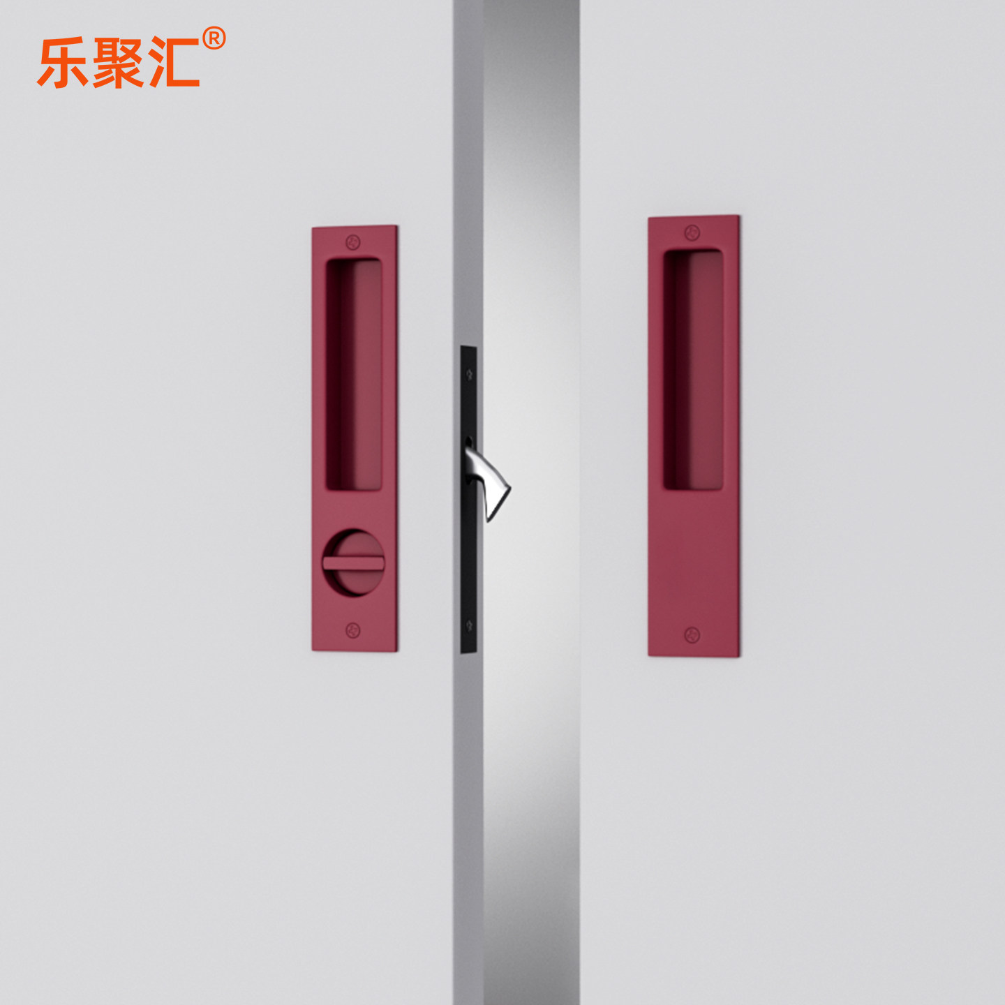 乐聚汇推拉移门锁无钥阳台厨房推拉门口袋门锁勾锁内嵌入式拉手红,基础建材,机械门锁,淘宝优惠券,粉丝福利购,淘宝优惠卷