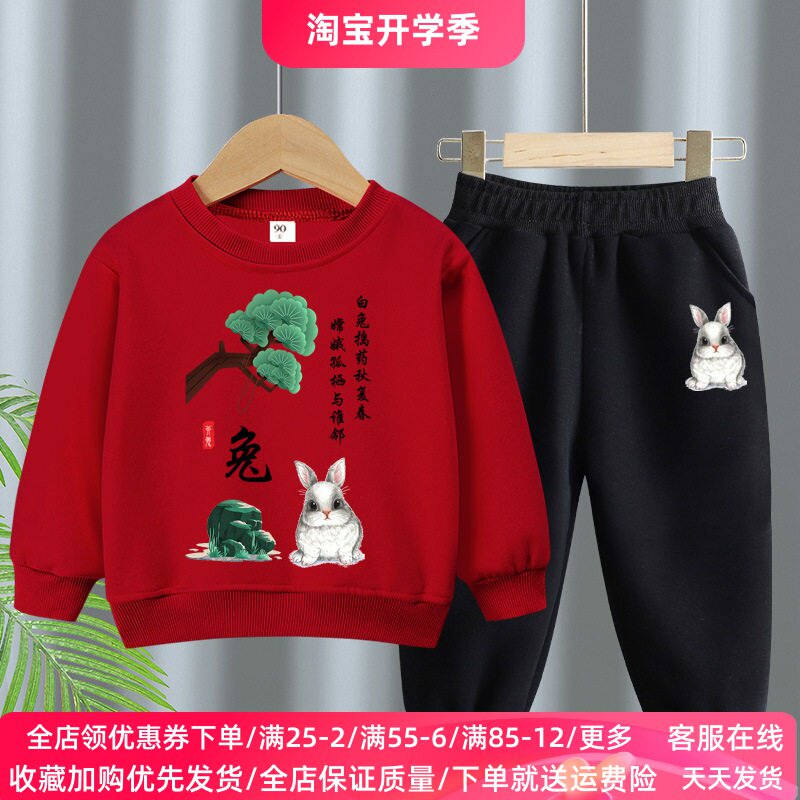 十二生肖宝宝生日衣服儿童套装秋装男女童纯棉长袖卫衣长裤两件套