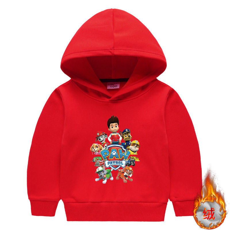 汪汪队衣服冬季男童加绒卫衣一体绒儿童连帽保暖上衣外套宝宝冬装