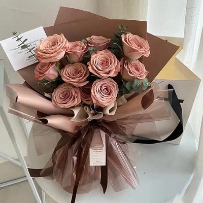 永生花卡布奇诺玫瑰仿真花束香皂花干花情人节送女友闺蜜生日礼物