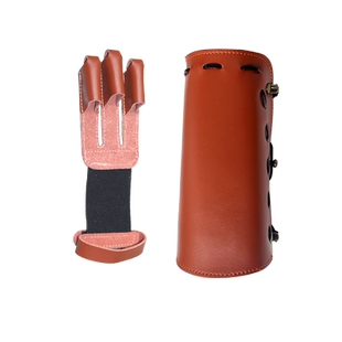 弓箭护臂护指套装美猎牛皮翻毛战神手套黑寡妇护指传统真牛皮通用