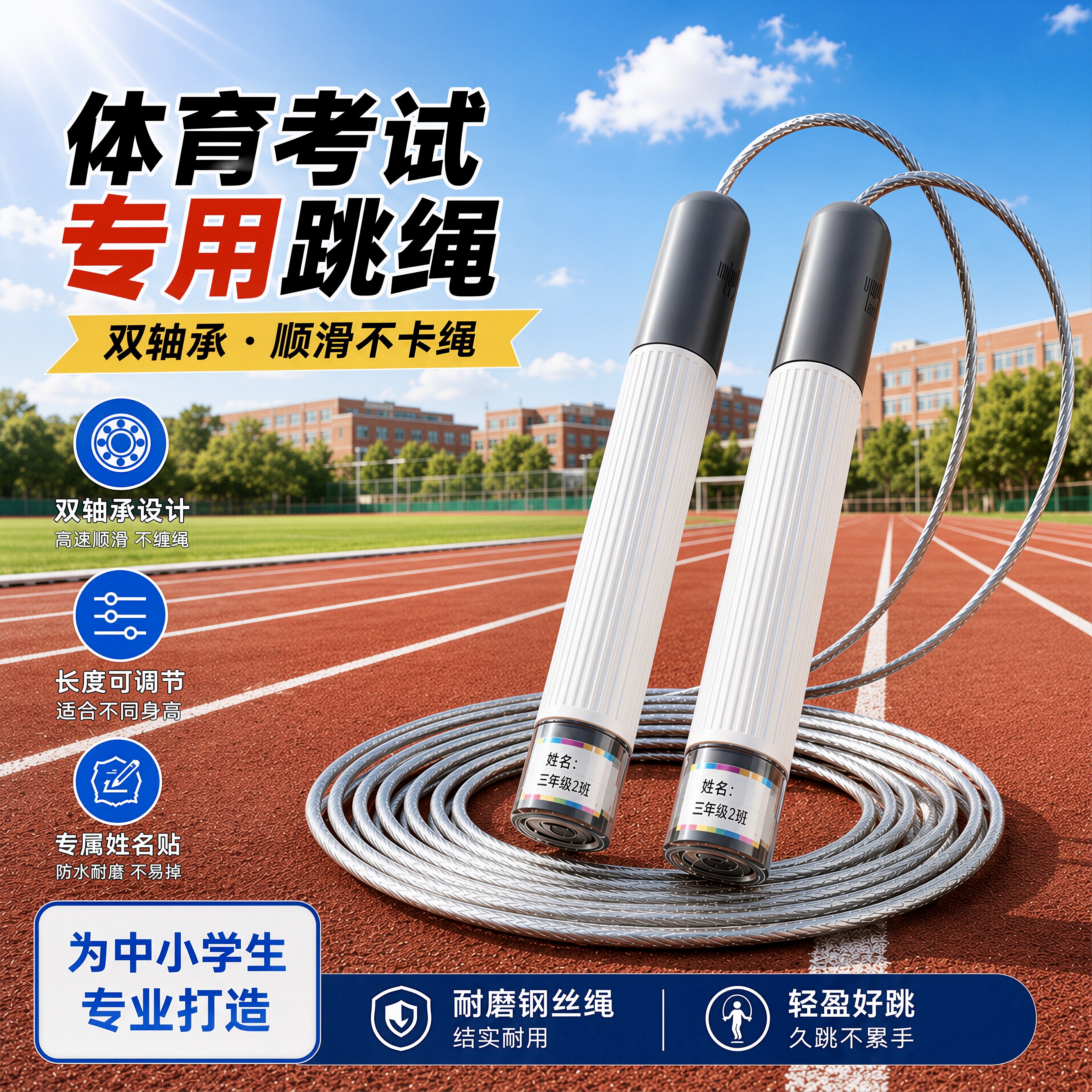 专业竞速跳绳钢丝中小学生中考专用防滑磨砂手柄双轴承成人健身