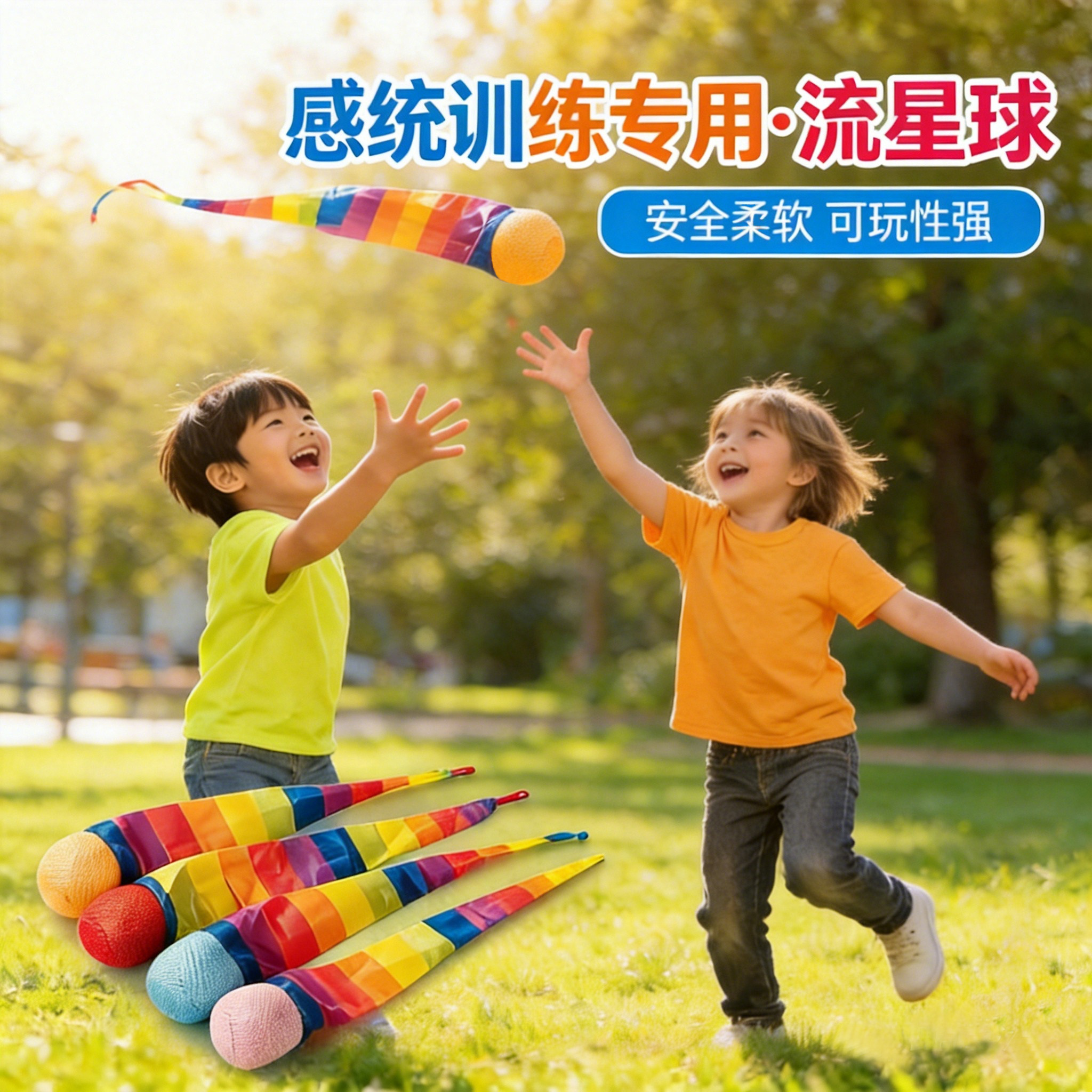 流星球儿童幼儿园投掷扔丢沙包彩带软体风阻球感训练器材户外抛接