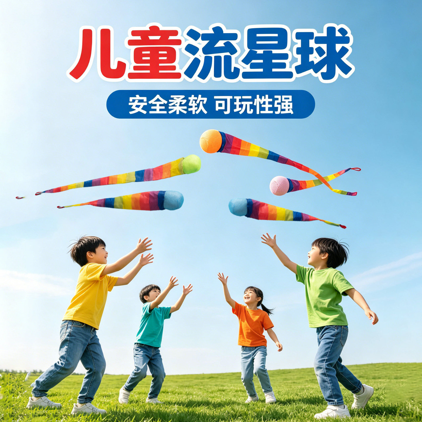 流星球幼儿园儿童投掷丢沙包长尾彩带软体球感统训练器材户外抛接