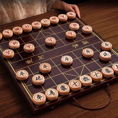 实木雕花高档带棋盘套装大号