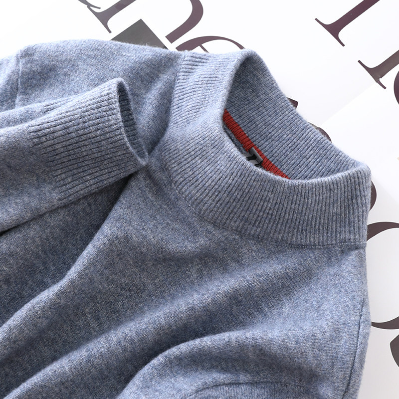 SWEATERS MAKE YOU HANDSOME  CARDIGAN MENS CASUAL HALF-TURTLENECK MENS SWEATER SOLID COLOR BASE MID-NECK KNIT