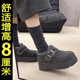 灰色内增高雪地靴女2025新款 保暖厚底棉鞋 冬季 加绒加厚毛毛勃肯鞋