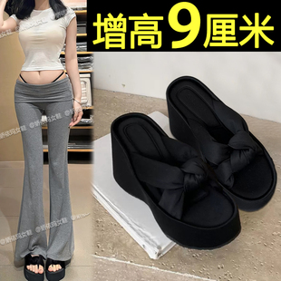 拖鞋女2026新款夏季外穿高级感黑色厚底法式绝美配裙子坡跟凉拖鞋