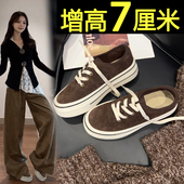 一脚蹬平底布鞋 厚底帆布鞋 复古内增高百搭休闲板鞋 新款 女2026春季