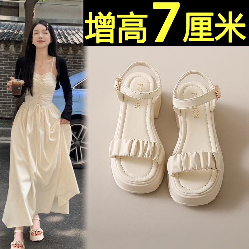 凉鞋2026年新款女夏季高跟厚底网红爆款法式仙女风罗马配裙子的鞋