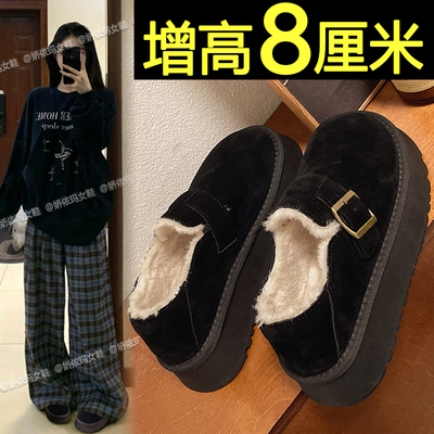 内增高雪地靴加绒加厚勃肯棉鞋