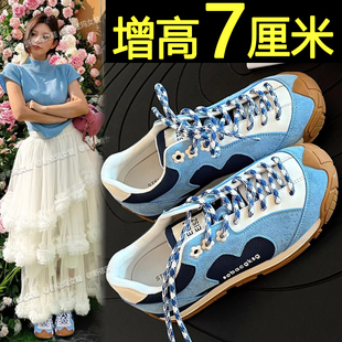 复古内增高德训鞋女2025新款秋季百搭轻便厚底阿甘鞋休闲运动板鞋