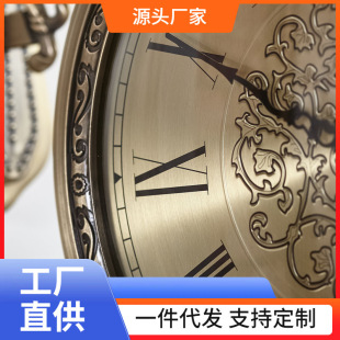 EAO4双面挂钟客厅艺术装 餐厅侧壁挂墙钟表复古 饰轻奢时钟静音欧式