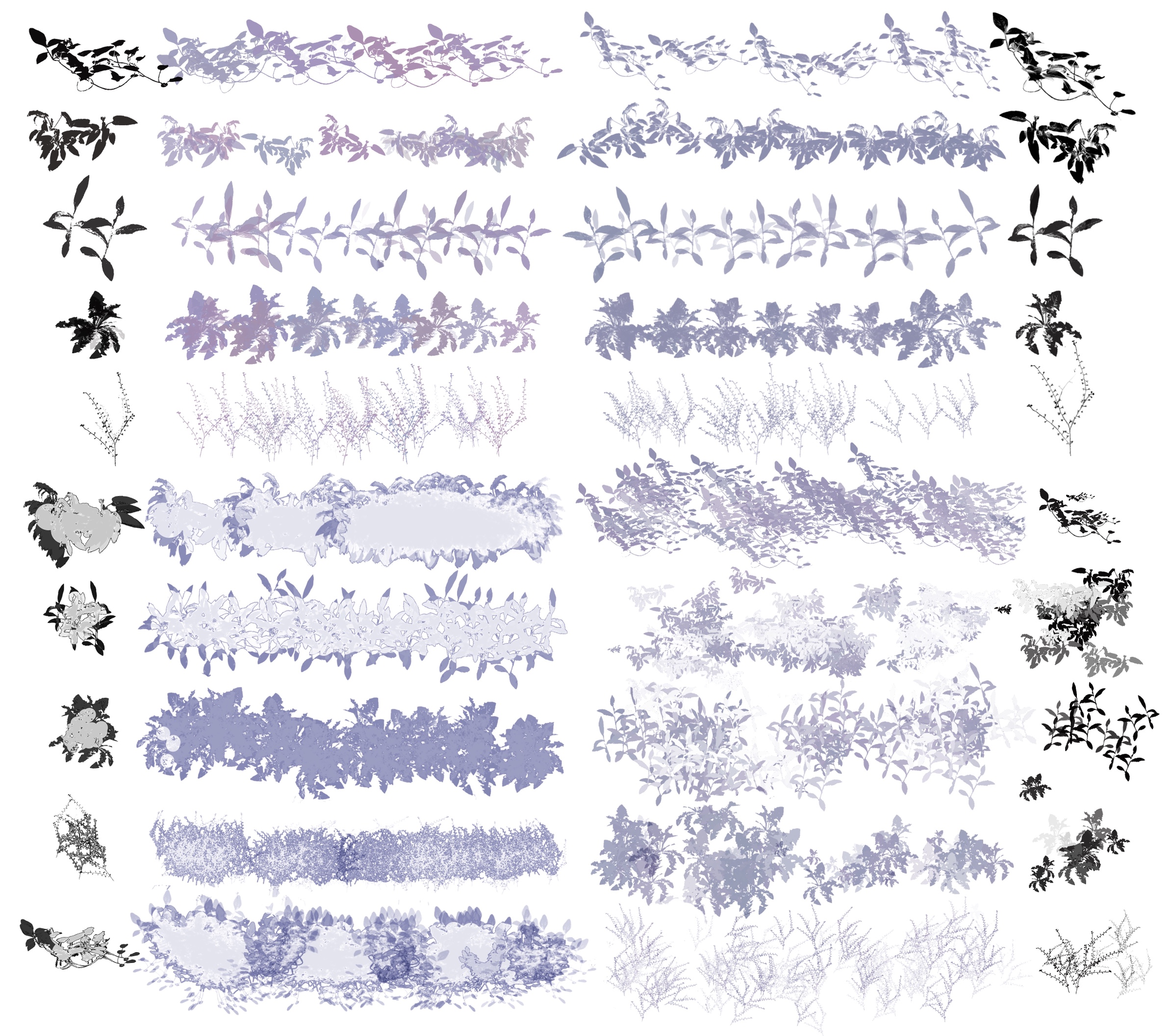 【procreate笔刷】花草丛20款,kyd自制ipad绘画素材可商用