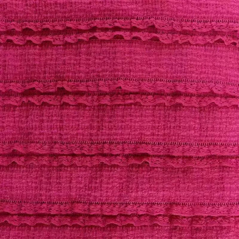 diy handcrafted forest-themed dress fabric for girls, made of black fungus edge lotus crease fabric with elastic hollowed-out lace pleats thumbnail 6