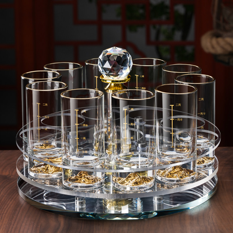 金山二两白酒杯家用玻璃酒具套装轻奢高档烈酒杯中式分酒器带刻度,餐饮具,白酒杯,淘宝优惠券,粉丝福利购,淘宝优惠卷