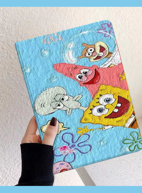 卡通海绵宝宝ipad2021版保护套10.2寸mini6带笔槽11九代8苹果air3电脑7创意pro迷你4壳9.7硅胶5第八代20平板9